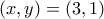 \displaystyle{(x,y)=(3,1)}