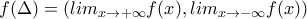f(\Delta)=(lim_{x\to +\infty}f(x),lim_{x\to -\infty}f(x))