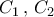 \displaystyle{ 
C_1 \,,\,C_2 }