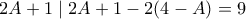 2A+1 \mid 2A+1 -2(4-A) = 9