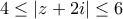 4\leq|z+2i|\leq6