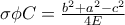 \sigma \phi C=\frac{b^{2}+a^{2}-c^{2}}{4E}