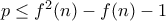 p\leq f^2(n)-f(n)-1