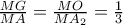 \frac{MG}{MA}=\frac{MO}{MA_{2}}=\frac{1}{3}
