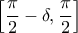\displaystyle \left[ \frac{\pi}{2} - \delta, \frac{\pi}{2} \right]