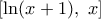 [\ln (x+1),\,\,x]
