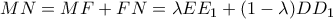\displaystyle{MN = MF + FN = \lambda E{E_1} + (1 - \lambda )D{D_1}}