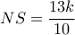 NS = \dfrac{{13k}}{{10}}