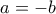 \displaystyle{ 
a =  - b 
}