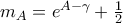 m_A = e^{A-\gamma} + \frac{1}{2} 