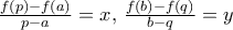 \frac {f(p)-f(a)}{p-a} =x, \, \frac {f(b)-f(q)}{b-q} =y