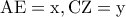 \textrm{AE}=\textrm{x},\textrm{CZ}=\textrm{y}