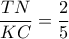 \dfrac{TN}{KC}= \dfrac{2}{5}  \dfrac{TN}{KC}= \dfrac{2}{5}