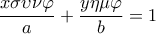  \displaystyle \frac{{x\sigma \upsilon \nu \varphi }}{a} + \frac{{y\eta \mu \varphi }}{b} = 1
