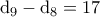  \rm d_9 &minus; d_8 = 17