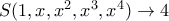 S(1,x,x^2,x^3,x^4) \to 4