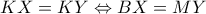 \displaystyle{KX=KY\Leftrightarrow BX=MY}