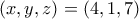 (x, y, z)=(4, 1, 7)
