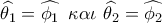 \widehat {{\theta _1}} = \widehat {{\phi _1}}\,\,\,\kappa \alpha \iota \,\,\widehat {{\theta _2}} = \widehat {{\phi _2}}\,