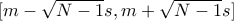 [m-\sqrt{N-1}s, m+\sqrt{N-1}s]