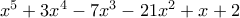 x^5+3x^4-7x^3-21x^2+x+2