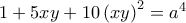 1+5xy+10\left( xy \right)^{2}  =a^{4}