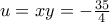 u=xy=-\frac{35}{4}