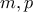 m, p