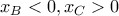 x_{B}< 0,x_{C}> 0