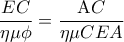 \displaystyle 
\frac{{EC}}{{\eta \mu \phi }} = \frac{{{\rm A}C}}{{\eta \mu CEA}}