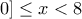 \displaystyle{0]\leq x<8}