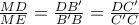 \frac {MD}{ME} = \frac {DB{'}}{B{'}B} = \frac{DC{'}}{C{'}C}