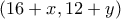 (16+x,12+y)