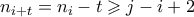 n_{i+t} = n_i -t \geqslant j-i+2 n_{i+t} = n_i -t \geqslant j-i+2