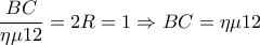 \displaystyle{\frac{BC}{\eta \mu 12}=2R=1\Rightarrow BC=\eta \mu 12}