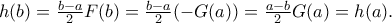 h(b)=\frac{b-a}{2}F(b)=\frac{b-a}{2}(-G(a))=\frac{a-b}{2}G(a)=h(a).