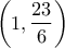 \displaystyle{\left(1,\frac{23}{6}\right)}