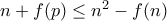 n+f(p)\leq n^2-f(n)