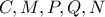 C,M,P,Q,N