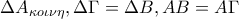 \Delta A_{\kappa o\iota \nu \eta },\Delta \Gamma =\Delta B,AB=A\Gamma