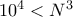 10^4<N^3