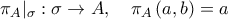 \pi_{A}|_{\sigma} : \sigma \to A, \quad \pi_{A}\left(a,b\right)=a \pi_{A}|_{\sigma} : \sigma \to A, \quad \pi_{A}\left(a,b\right)=a