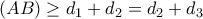 (AB) \geq d_{1}+d_{2}=d_{2}+d_{3}