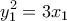 \displaystyle{y_1^2=3x_1}