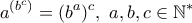 \displaystyle{a^{(b^c)}= (b^a)^c , \ a,b,c \in \Bbb{N}^*}