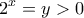 \displaystyle{2^{x}=y>0}