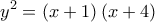 \displaystyle{{y^2} = \left( {x + 1} \right)\left( {x + 4} \right)}