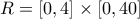 R = [0,4] \times [0,40]