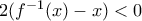 2(f^{-1}(x)-x)<0