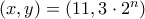 (x,y)=(11,3\cdot 2^n)